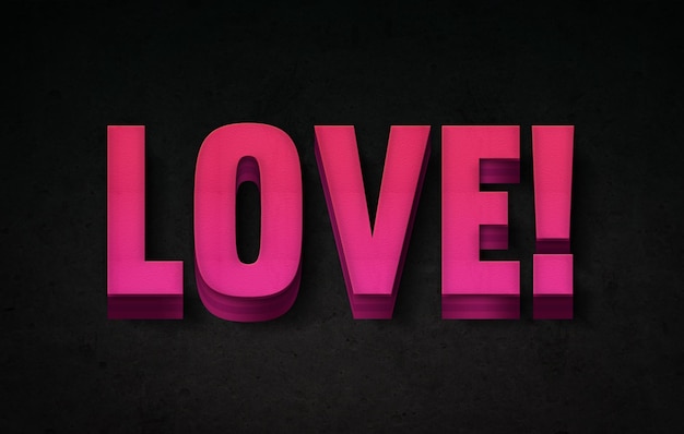 3D Strong Sans Serif Pink Love Bewerkbare tekst-effect Aanpasbaar ontwerp voor romantische projecten