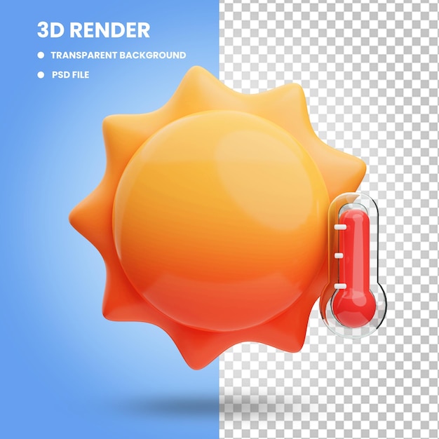 PSD 3d summer hot sun icon illustration rendering