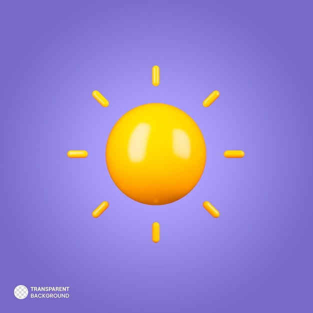 3d sun icon 3d render illustration