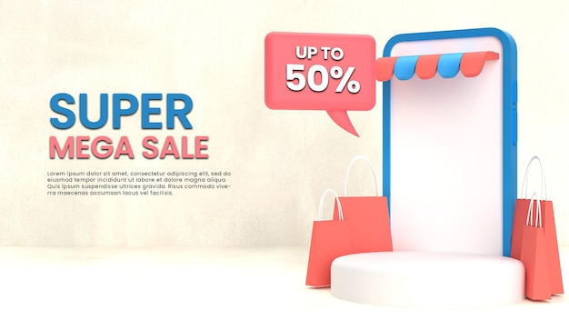 3d super mega sale podium for product show Premium Psd