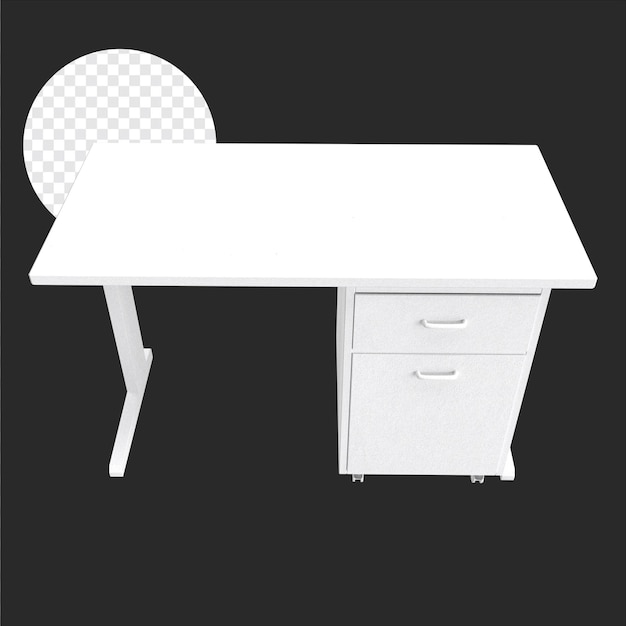 3d table work desk top front angle with white color simple furniture can for study