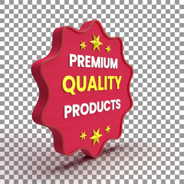 PSD 3d tag rendering for premium quality product, selling badge icon illustration, 3d icon render with s