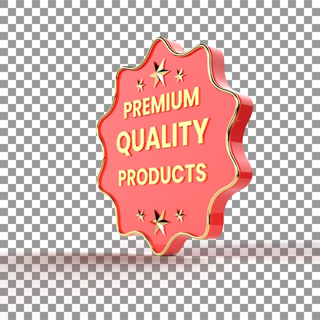 PSD 3d tag rendering for premium quality product, selling badge icon illustration, 3d icon render with s