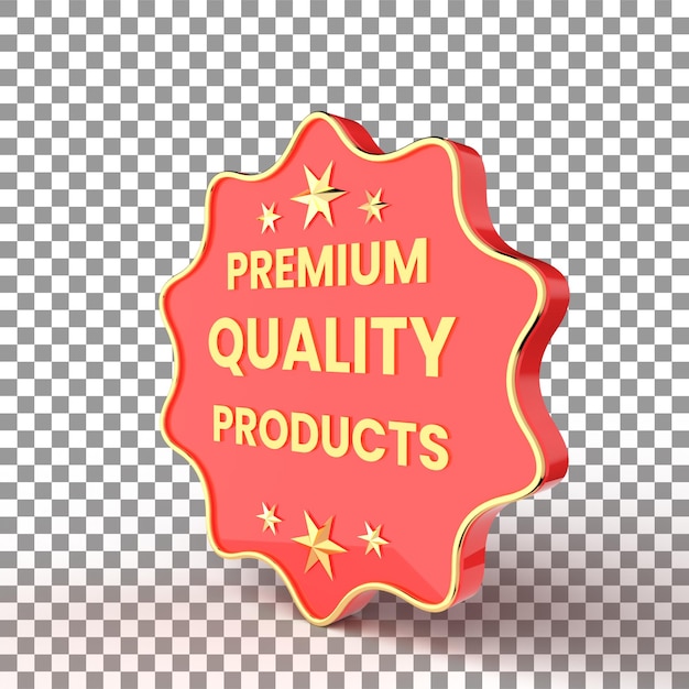 PSD 3d tag rendering for premium quality product, selling badge icon illustration, 3d icon render with s