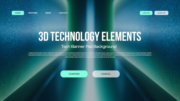 PSD 3d tech website template psd landing page