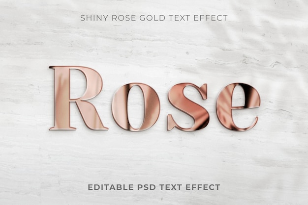 PSD 3d text effect psd, shiny rose gold high quality template