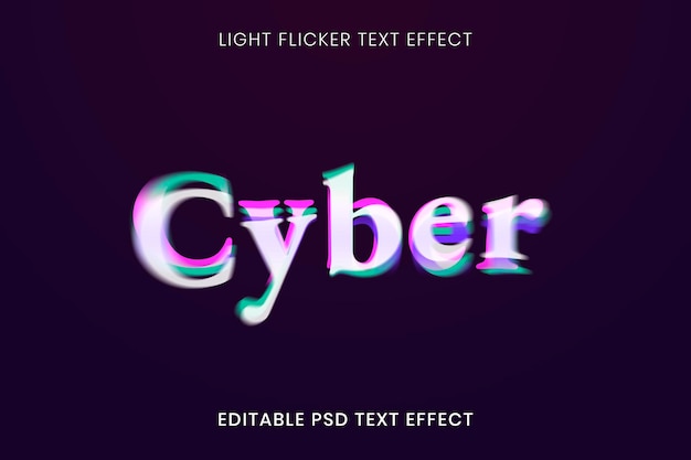 PSD 3d text effect psd template, light flicker font typography