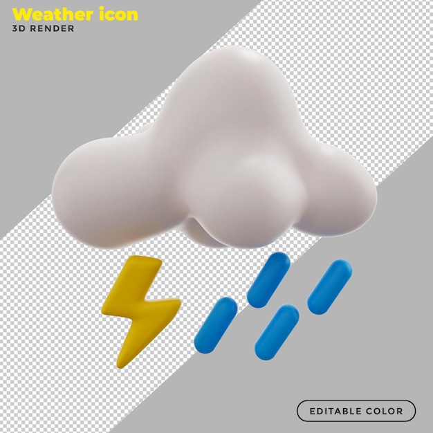 3d thunderstorms rain weather icon