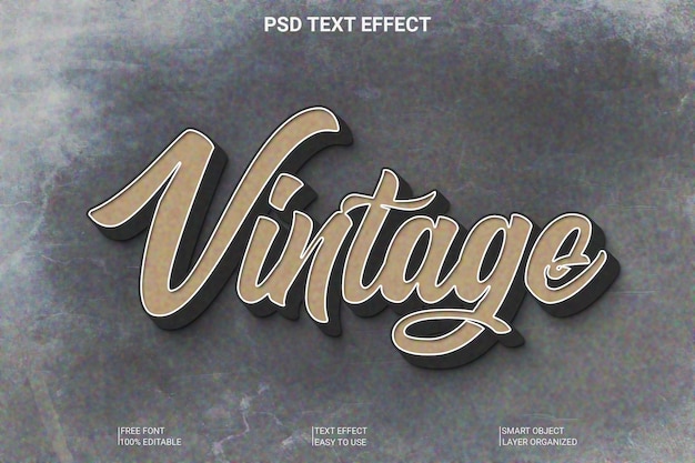 PSD 3d vintage editable text effect