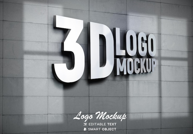 PSD 3d wall logo mockup