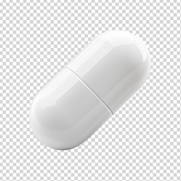 3d White pill isolated on transparent background