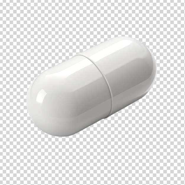 3d White pill isolated on transparent background