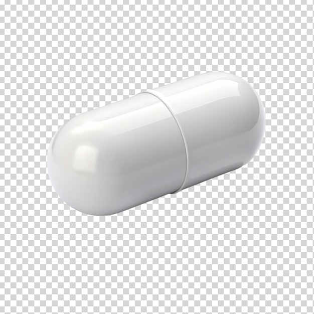 3d White pill isolated on transparent background