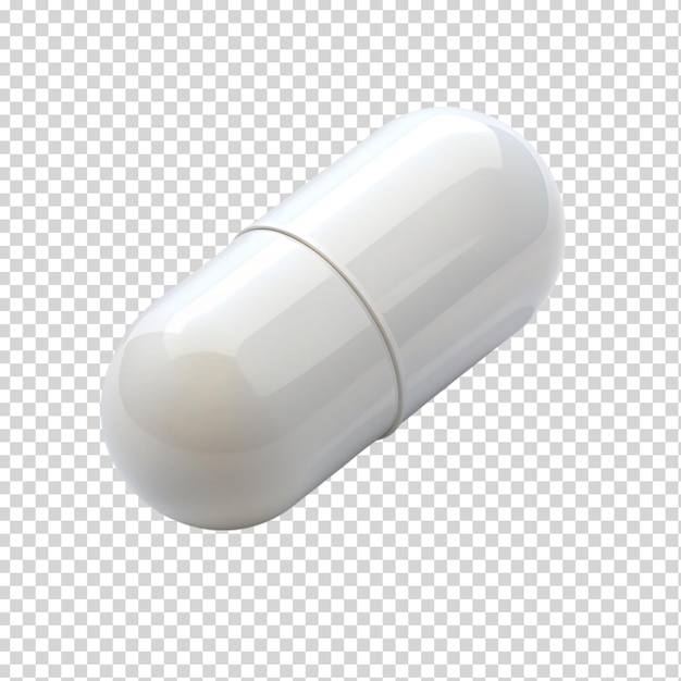 3d White pill isolated on transparent background