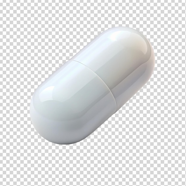 3d White pill isolated on transparent background