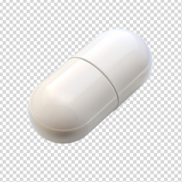 3d White pill isolated on transparent background