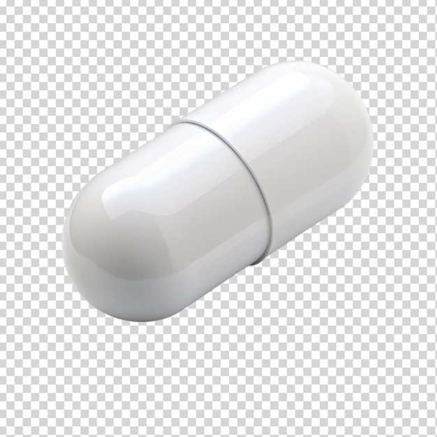 3d White pill isolated on transparent background