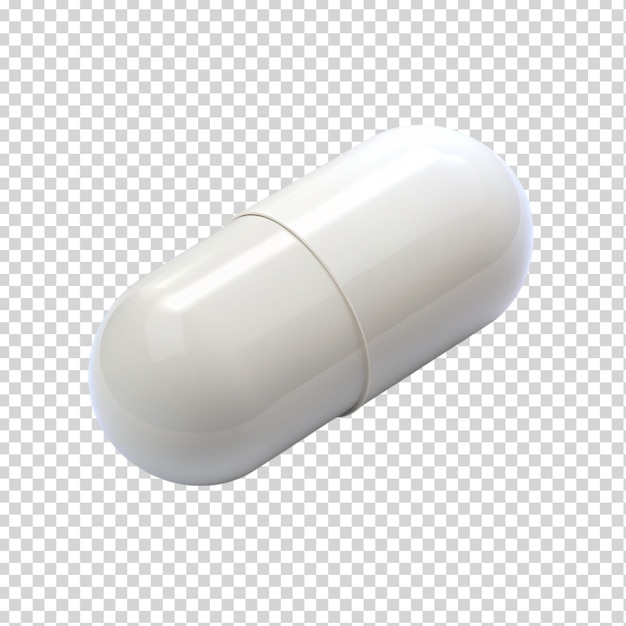 3d White pill isolated on transparent background