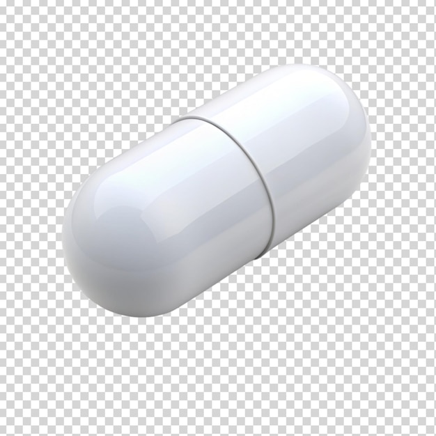 PSD 3d white pill isolated on transparent background