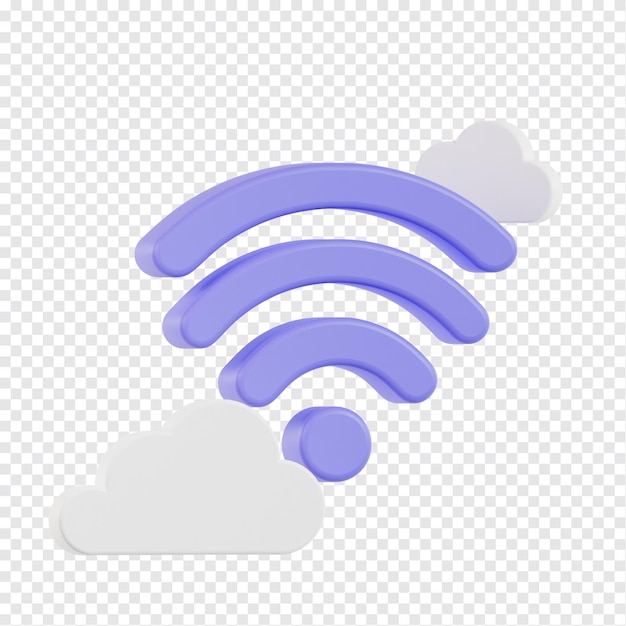 3d wifi icon changeable color with cloud