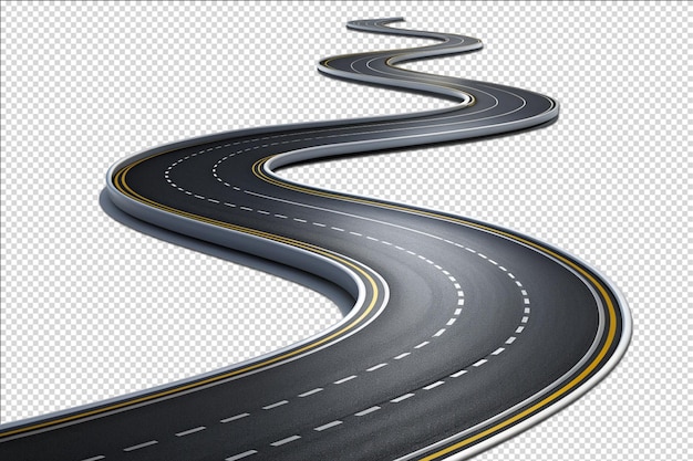 PSD 3d winding road curve on transparency background png