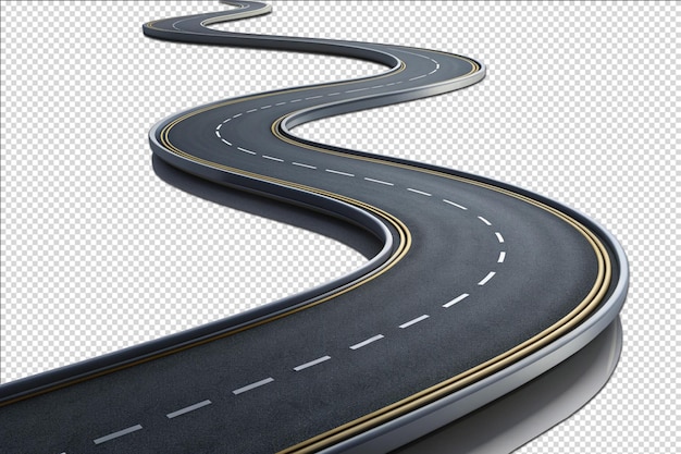 PSD 3d winding road curve on transparency background png