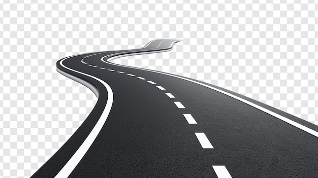 3d winding road curve on transparency background PNG