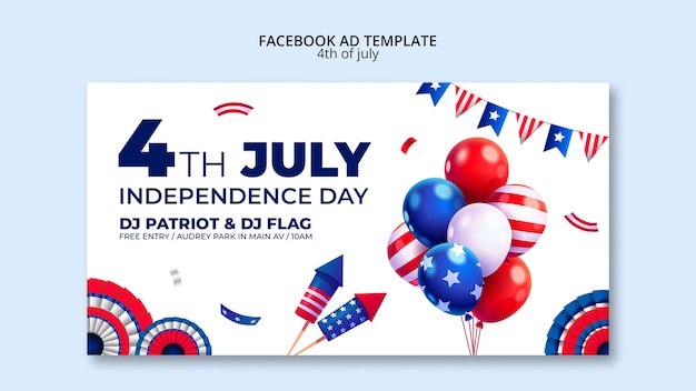 4th of july celebration facebook template