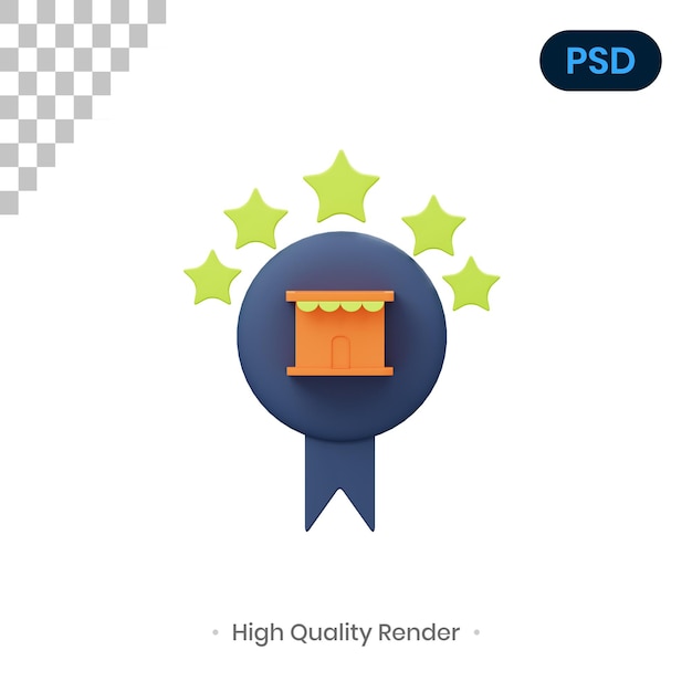 5 Star 3D Render Illustration Premium Psd