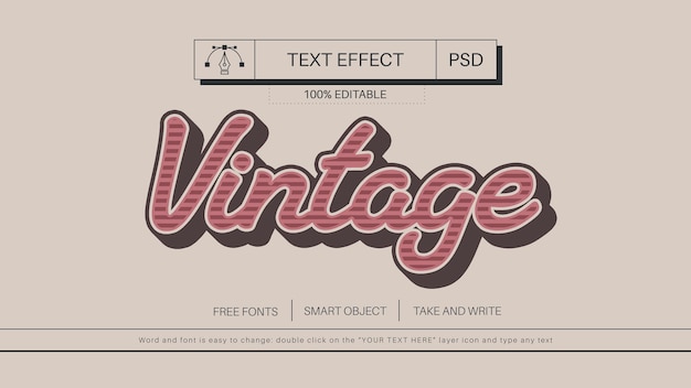 PSD 5 vintage editable text effects font style