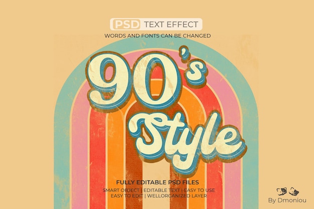 PSD 90s style retro text effect