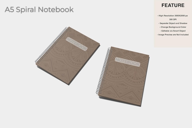 PSD a5 spiral notebook