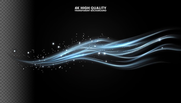 PSD abstract airflow effect with shimmering on a black background