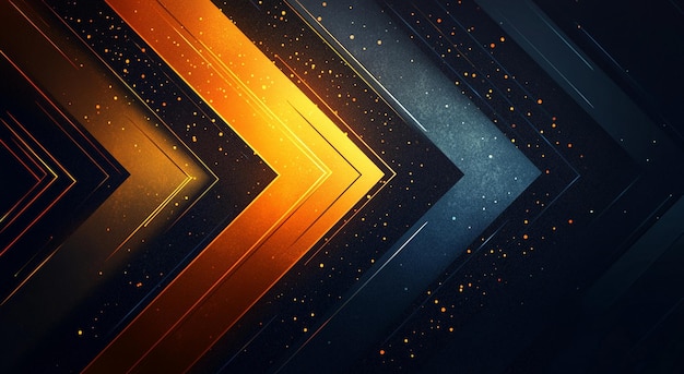 PSD abstract arrow shaped background with a gold and orange gradient on a dark blue background