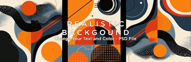 PSD abstract art with orange black and blue shapes