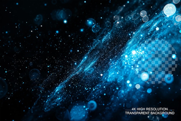 PSD abstract background of particles on blue and black colors on transparent background