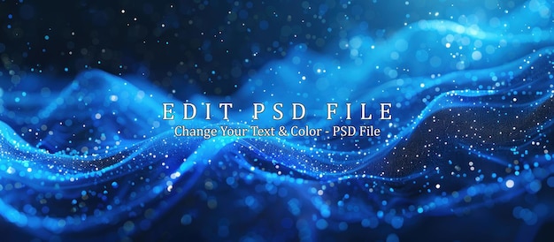 PSD abstract blue wave with glimmering particles