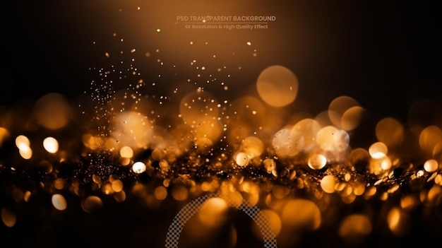 PSD abstract blurred gold bokeh glitter lights background holiday banner texture backdrop