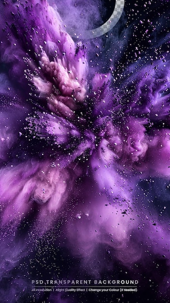 PSD abstract colored powder explosion isolated on black background high resolution texture