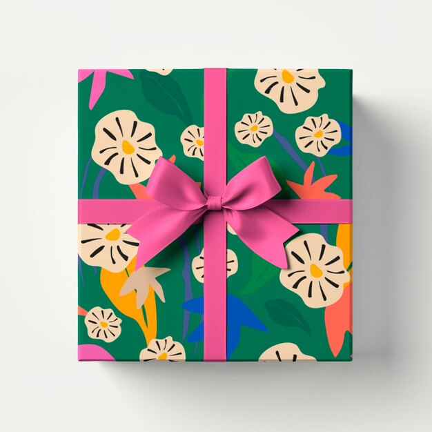 PSD abstract floral gift box mockup psd