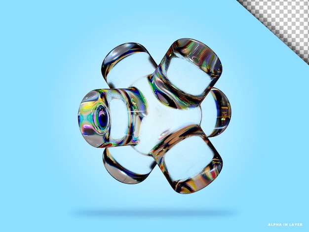 Abstract geometric shape futuristic dispersion glass material design 3d rendering