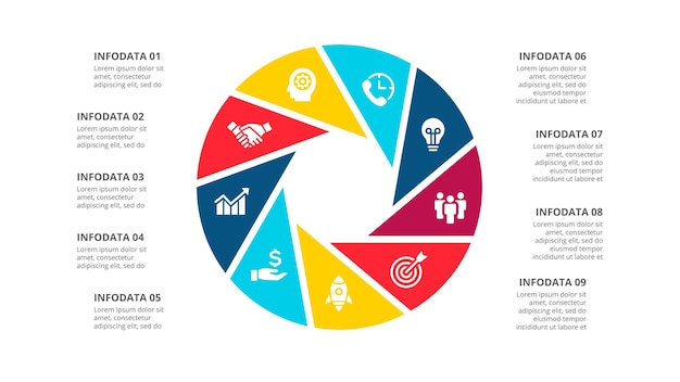 Abstract infographics number options template Can be used for diagram with 9 steps