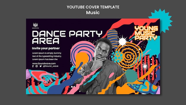 Abstract music festival youtube cover template