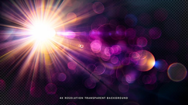 Abstract Purple Lens Flare on transparent background