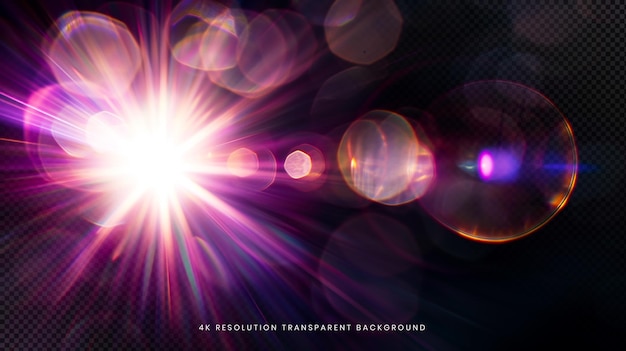 Abstract Purple Lens Flare on transparent background