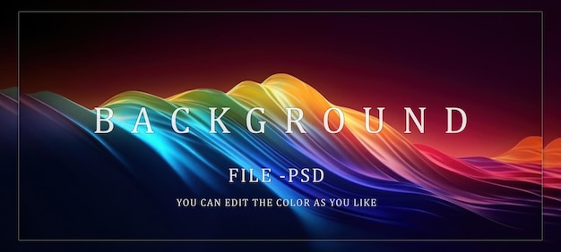 PSD abstract rainbow waves in dark background