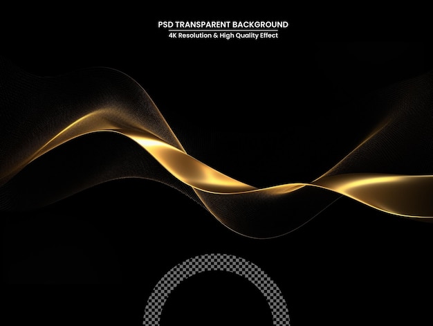 PSD abstract shiny color gold wave design element with glitter effect on transparent background