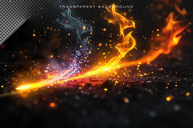 PSD abstract vfx special effect fire particles in transparent background