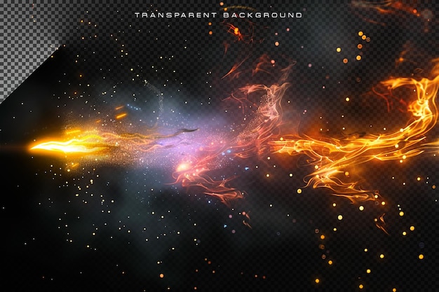 PSD abstract vfx special effect fire particles in transparent background