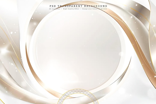 PSD abstract wave lines gold color on transparent background